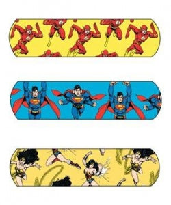 Derma Sciences Justice League Adhesive Bandages - Bandage, Superman, Wonder-Woman Design, 3/4" x 3" - 10790