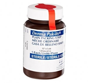 Derma Sciences Plain and Iodoform Pak-Its Gauze Packing Strips - Gauze Packing Strip, 1/2" x 5 yd. - 59246