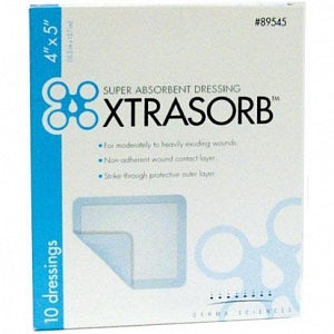 Derma Sciences XTRASORB Super-Absorbent Dressings - Classic Xtrasorb Super-Absorbent Dressing, Sterile, 4" x 5" - 89545