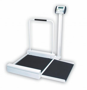 Cardinal / Detecto Scale Mfg Co Detecto Digital Stationary Wheelchair Scales - Digital Wheelchair Scale with 1 Ramp and Handrail, Weight Capacity of 800 lb. (363 kg) - 6495