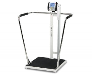 Detecto Digital Handrail Scales - Digital Handrail Scale with Height Rod and 24" x 24" Platform, Weight Capacity 1, 000 lb. (450 kg) - 6857DHR