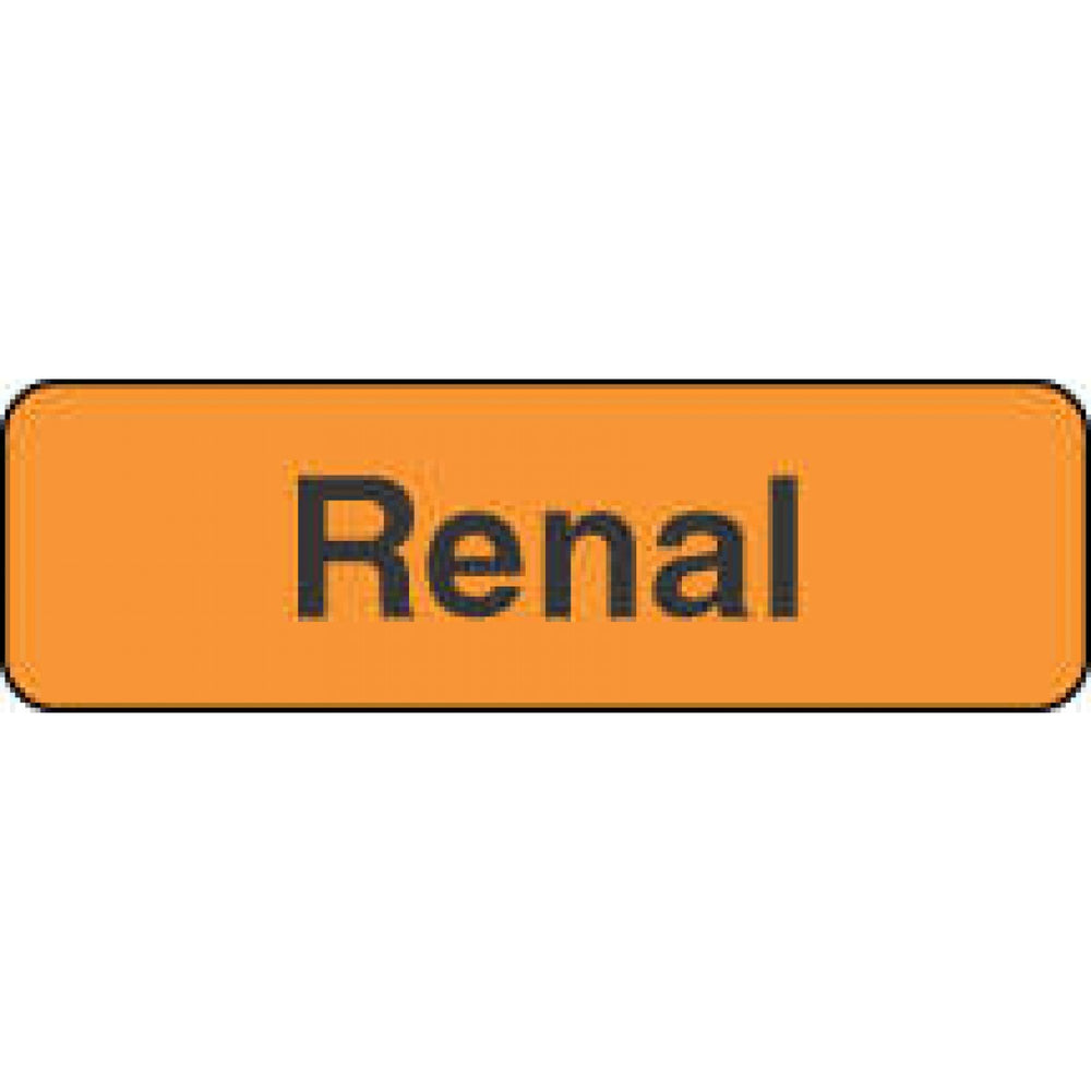 Label Paper Permanent Renal 1 1/4" X 3/8" Fl. Orange 1000 Per Roll