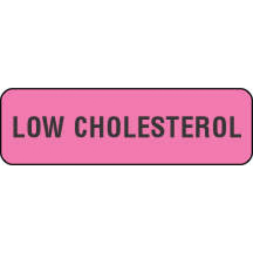 Label Paper Permanent Low Cholesterol 1 1/4" X 3/8" Fl. Pink 1000 Per Roll