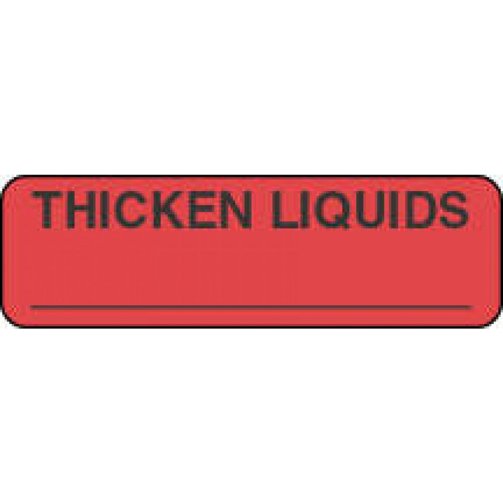 Label Paper Permanent Thicken Liquids 1 1/4" X 3/8" Fl. Red 1000 Per Roll