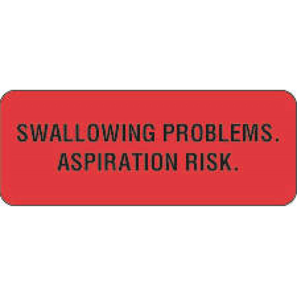 Label Paper Permanent Swallowing Problems. 2 1/4" X 7/8" Fl. Red 1000 Per Roll