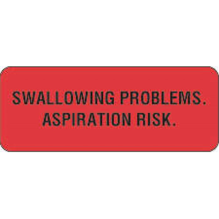 Label Paper Permanent Swallowing Problems. 2 1/4" X 7/8" Fl. Red 1000 Per Roll