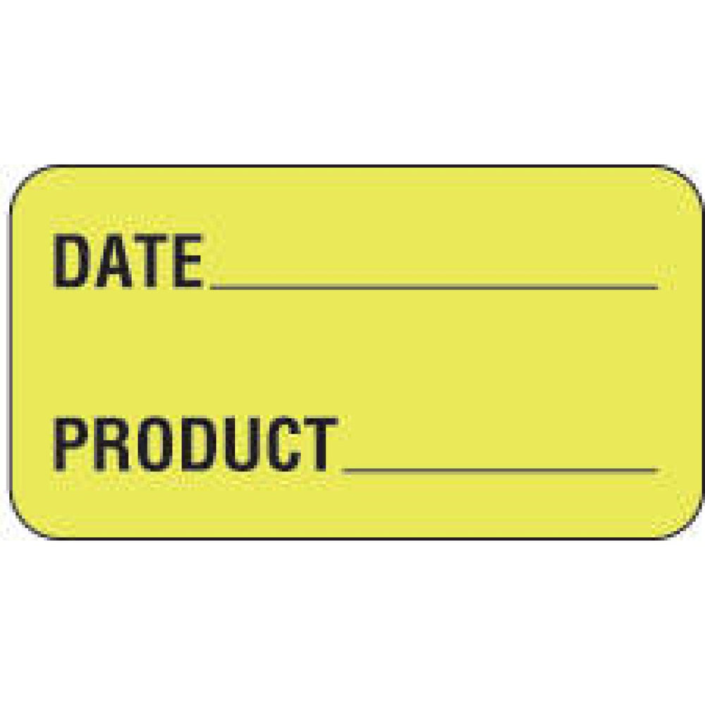 Label Paper Permanent Date ___ Product___ 1 5/8" X 7/8" Fl. Yellow 1000 Per Roll