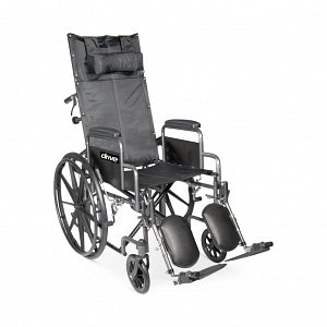 Drive Devilbiss Healthcare, Inc. Silver Sport Full Reclining Wheelchair - Silver Sport Full Reclining Wheelchair with Desk-Length Arms, 16" W - SSP16RBDDA