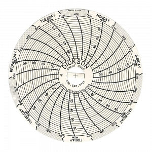 Dickson Data Seven-Day Authentic Charts - CHART, 3IN, +22 TO +68F DEGREE, 7 DAY - C320