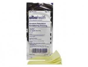 Dukal Corporation Alba Xeroform Petrolatum Gauze - Xeroform Nonadherent Petrolatum Gauze Dressing, First Layer for Surgical Wrap, 5" x 9" - 213