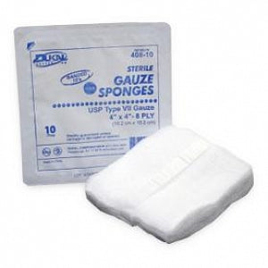 Dukal Caliber Type VII Gauze Sponges - Caliber Type VII Cotton Gauze Sponge, Sterile 10's, 12-Ply, 4" x 4" - 412-10