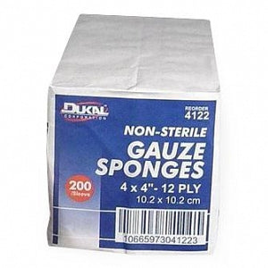 Dukal Corporation 100%-Woven Cotton Gauze Sponge - Nonsterile 4" x 4" 12-Ply Gauze Sponges - 4122