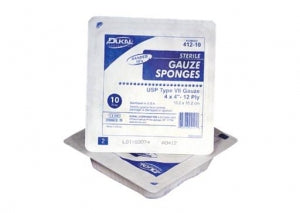 Dukal Caliber Type VII Gauze Sponges - Caliber Type VII Cotton Gauze Sponge, Sterile, 12-Ply, 8" x 4" - 421-10