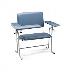 Tech-Med Upholstered Blood Draw Chairs - Blood Drawing Chair, Flip Arm, Wide, Blue - 4382X-F