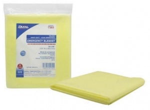 Dukal Corporation Emergency Blankets - Nonsterile Emergency Blanket, Yellow, 54" x 80" - 7303