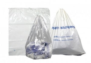 Dukal Corporation Patient Belongings Bags - 1.5 Mil Drawstring Patient Belongings Bag, Clear, 17" x 17" - DS400C