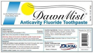 Dukal Corporation DawnMist Toothpaste - Mint Fluoride Toothpaste, 0.85 oz. - RTP085