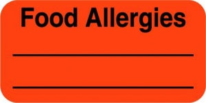 Centurion Centurion Nursing Chart Labels - Fluorescent Red Food allergies tape Label - DL196