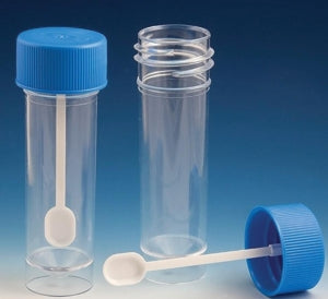 Globe Scientific Centrifuge Tubes for Fecal Testing - Self-Standing Centrifuge Tube with Spoon for Fecal Testing, Polystyrene, 30 mL - 109117