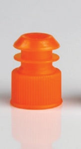 Globe Scientific Flanged Plug Test Tube Caps - Flange Plug Cap 12 mm, Orange - 118127N