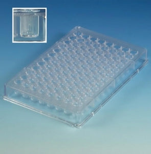 Globe Scientific PS V-Bottom 96-Well Microtest Plates - Flat Bottom Polystyrene 96-Well Plate, Nonsterile - 120330