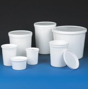 Globe Scientific Multipurpose HDPE Containers with Snap Lids - Multipurpose HDPE Container with Lid, White, Short, 8 oz. - 271008W