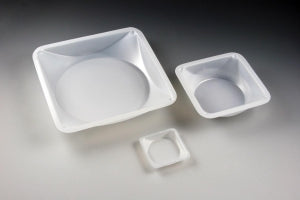 Globe Scientific Square Plastic Anti-Static Weighing Dishes - Square Polystyrene Antistatic Weighing Dish, 100 mL - 3621