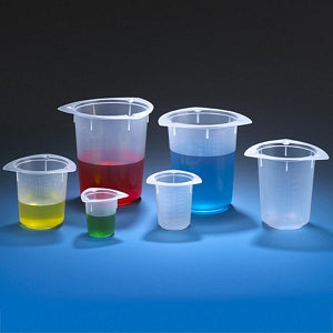 Globe Scientific Tri-Corner Plastic Beaker - BEAKER, 3-CORNER, PP, GRAD, 50ML, 100/CS - 3640