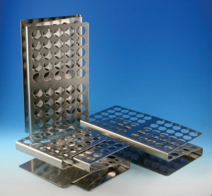 Globe Scientific Z shaped Stainless Steel Tube Racks - RACK, TUBE, 12/13MM, 50-PLACE, Z SHAPE, SS, EA - 457105