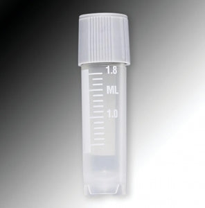 Globe Scientific PP Graduated Sample Tube - Graduated Polypropylene Sample Tube with External Threads and Round Bottom, 2 mL, Self-Standing - 6052