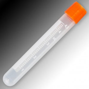 Globe Scientific 5 mL Sample Tubes with Graduations - Polypropylene Sample Tube with External Threads, White Graduations and Marking Area, Round Bottom, 5 mL - 6058