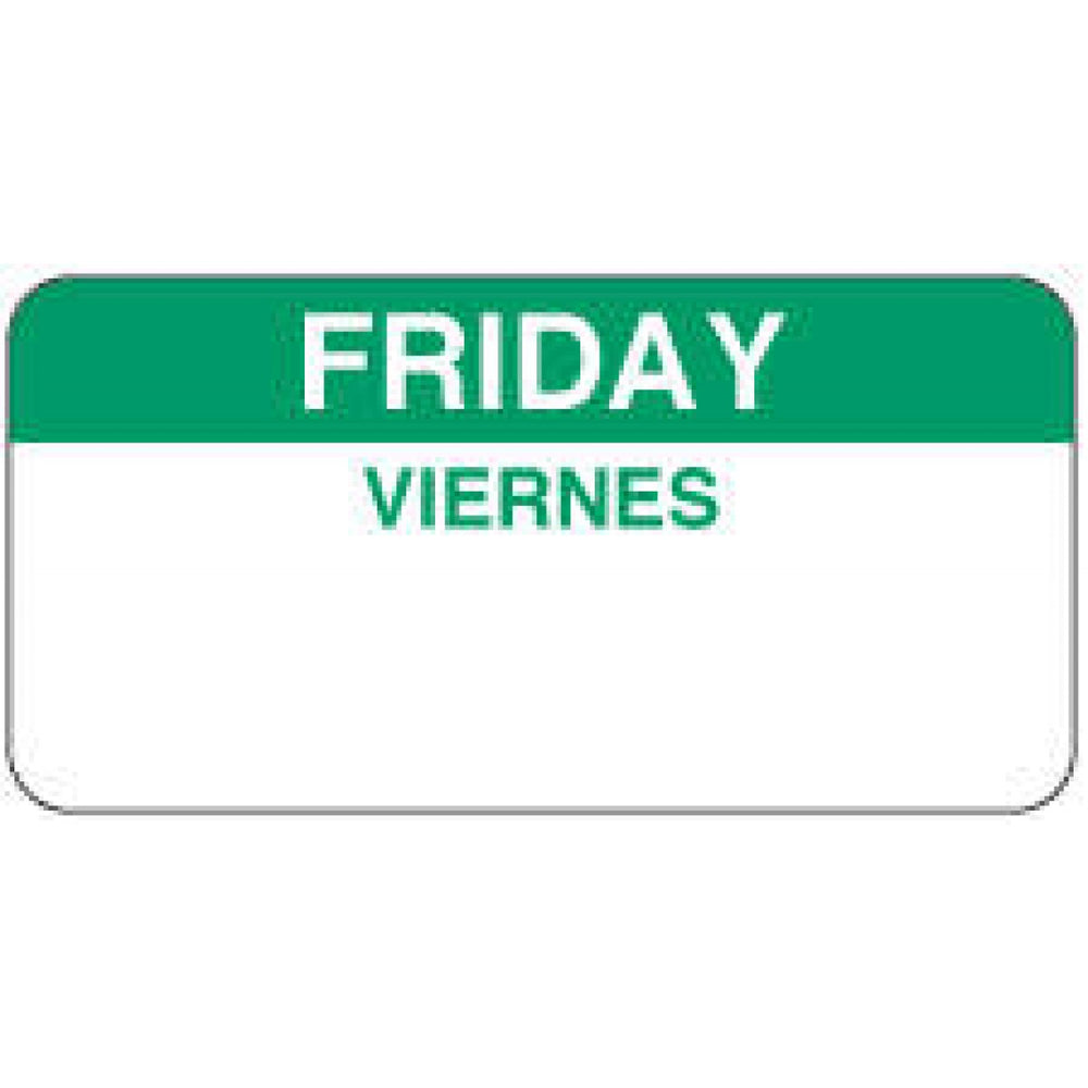 Label Paper Permanent Friday Viernes 2" X 1" White With Green 1000 Per Roll