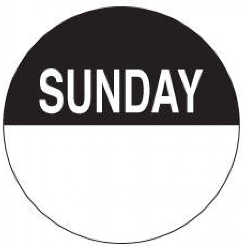 Label Paper Permanent Sunday White And Black 1000 Per Roll