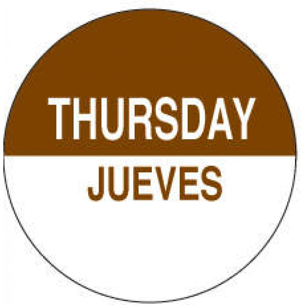 Label Paper Permanent Thursday Jueves Brown 1000 Per Roll