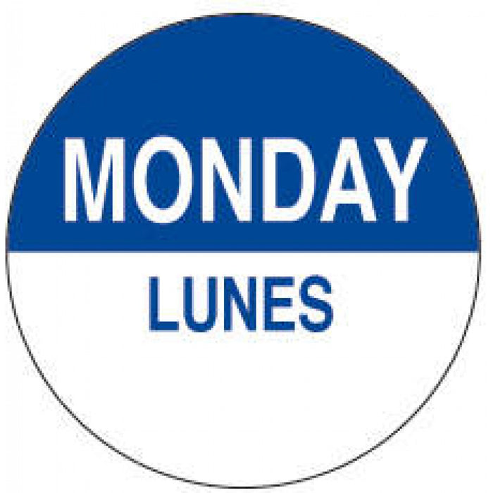 Label Paper Permanent Monday Lunes Blue 1000 Per Roll