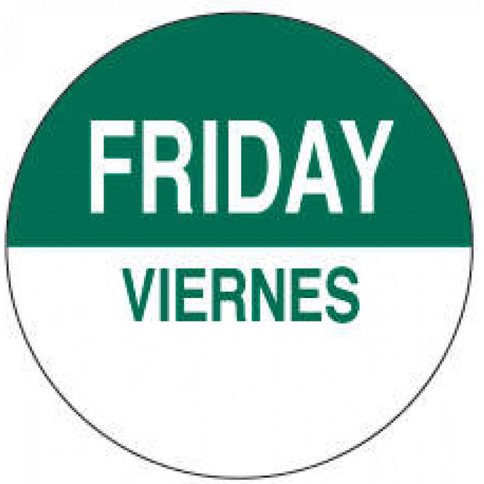 Label Paper Permanent Friday Viernes Green 1000 Per Roll