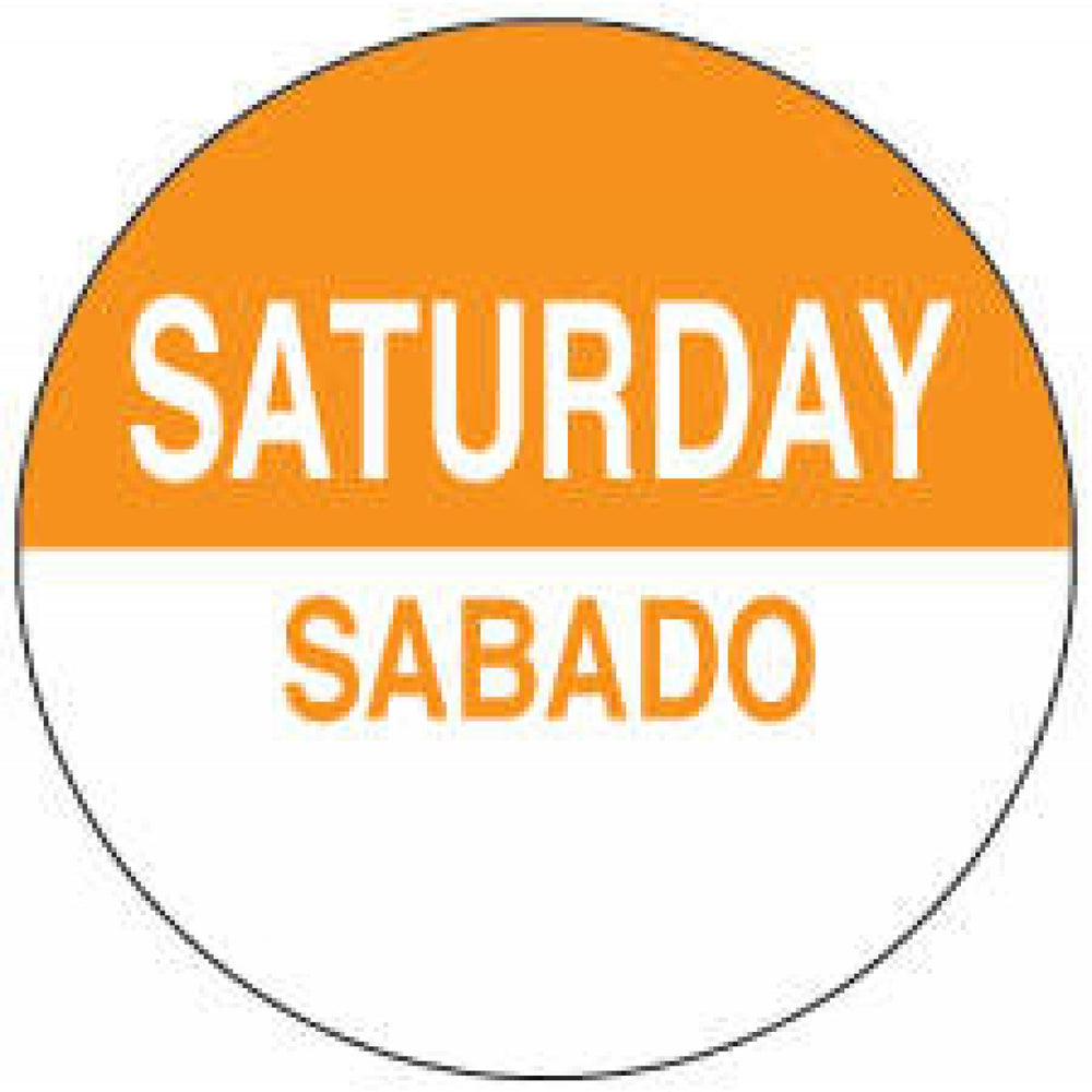 Label Paper Permanent Saturday Sabado Orange 1000 Per Roll