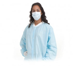 AMD-Ritmed Snap Pocket Lab Coats - Lab Coat with Snap Front, Knit Cuffs and Collar, and Pockets, Blue, Size XL - 8019