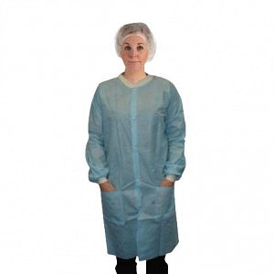 AMD-Ritmed Snap Pocket Lab Coats - Lab Coat with Snap Front, Knit Cuffs and Collar, and Pockets, Blue, Size 3XL - 8029