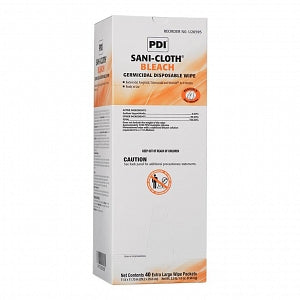 PDI, Inc. Sani-Cloth Bleach Germicidal Disposable Wipes - Sani-Cloth Bleach Germicidal Disposable Wipes, 11.5" x 11.75", 40 X-Large Individual Packets per Box - U26595