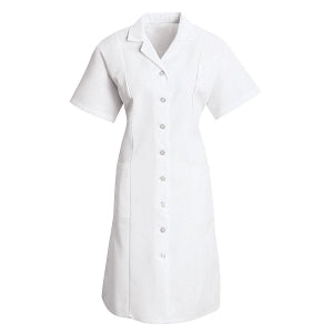 Vf Workwear-Div / Vf Imagewear (W) Ladies Poplin Dresses - Button Front 80 Polyester /20 Combed Cotton Poplin Short Sleeve Dress, White, Size L - DP23WHL