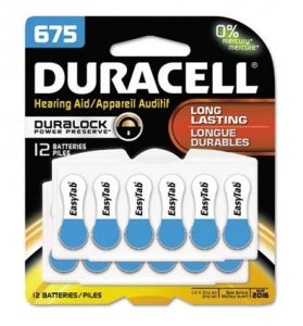 Durcell Button Cell Hearing Aid Batteries - Zinc-Air Button Cell Hearing Aid Batteries, (DA675B12ZMR09), 1.4 V - 00041333844480