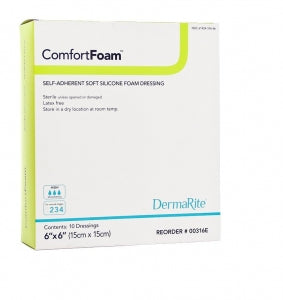 Dermarite Industries ComfortFoam Self-Adherent Foam Dressings - Comfort foam, Dressing, 6" x 6" - 00316E