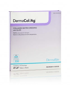 Dermarite Industries DermaCol Advanced Wound Care Dressings - DermaCol / Ag Collagen Matrix Dressing with Silver, 4" x 4" - 00503E