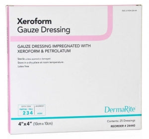 DermaRite Xeroform Occlusive Nonadherent Gauze Dressing - Xeroform-Impregnated 4" x 4" Nonadherent Gauze Dressing - 24440