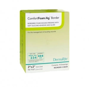 DermaRite ComfortFoam / Ag Border Wound Dressings - ComfortFoam / Ag Boarder Dressing, 2" x 2" - 48220