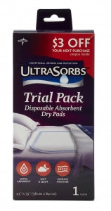 Medline Disposable Dry Pad Underpads - UltraSorbs Disposable Absorbent Drypad Underpads, Retail Packaging, Trial Pack, 23" x 36", 1/PK - DRY2336RET1