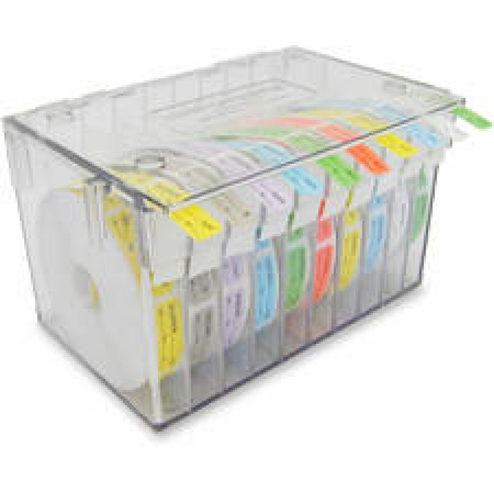 Dispenser Holds Up To 10 Rolls Of 1/2 Wide Labels Plastic 8-1/4 X 5 X 5-1/2 Clear 1 Per Each