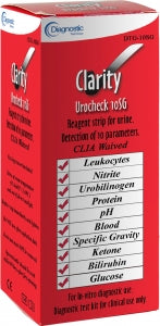 Clarity Diagnostics Clarity Urocheck Urine Strips - Clarity Urinalysis Strip, Leukocytes / Nitrite / Urobilinogen / Protein / pH / Blood / Ketone / Specific Gravity / Bilirubin / Glucose - DTG-10SG