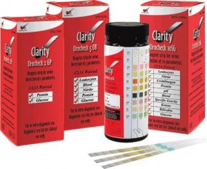 Clarity Diagnostics Clarity Urocheck Urine Strips - Clarity Urinalysis Strip, Leukocytes / Nitrite / Protein / Blood / Glucose - DTG-5OB